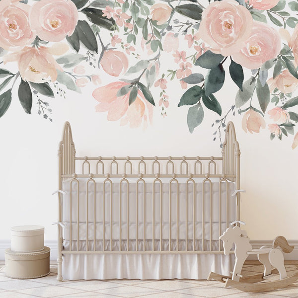 Watercolor Roses Wall Mural WM014 - CostaCover - Peel and stick Removable Wallpaper - adhesive wallpaper - bedroom wallpaper - botanical