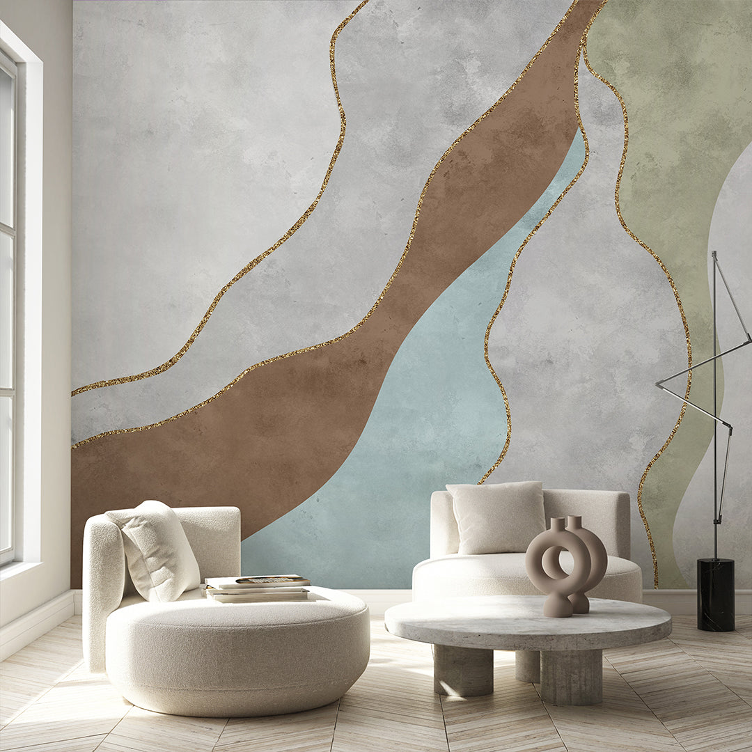 Brown Green Blue Abstract Wall Mural CCM213