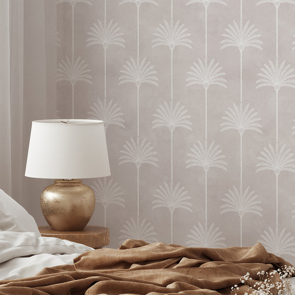 Blush Beige Palm Tree Wallpaper L008