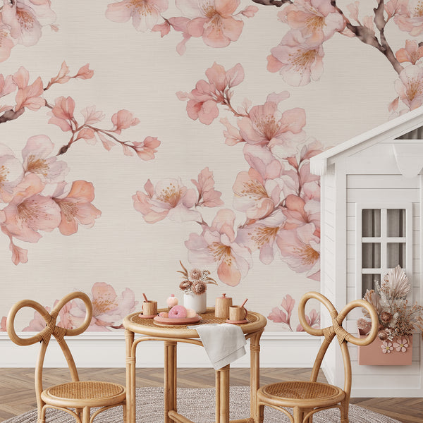 Cherry Blossoms Grasscloth Wall Mural CG008