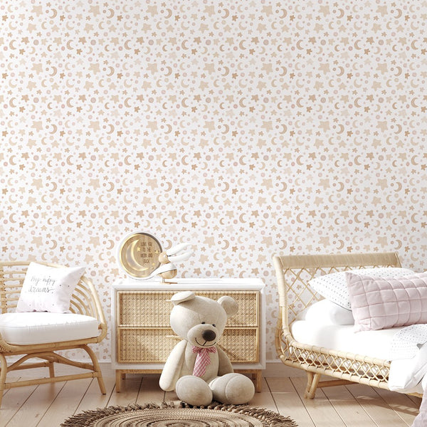 Tiny Beige Stars Wallpaper S126 - CostaCover-Peel and stick Removable Wallpaper-Abstract-abstract wall art-abstract wallpaper