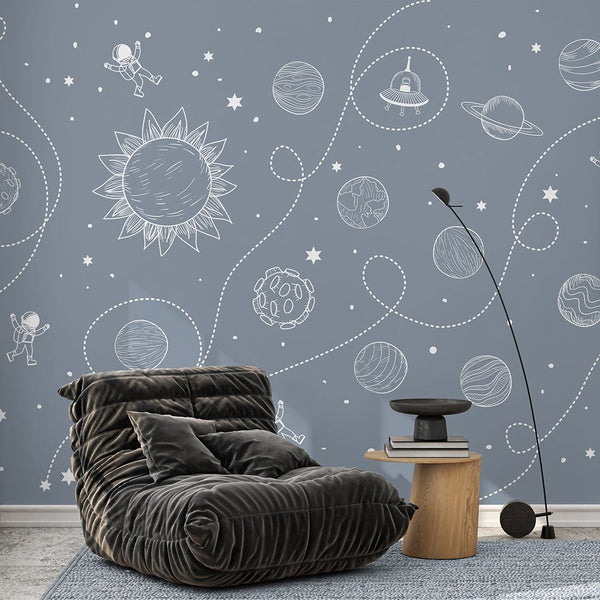 Dusty Blue Universe Wall Mural SM099 - CostaCover - Peel and stick Removable Wallpaper - Abstract - abstract wall art - abstract wallpaper