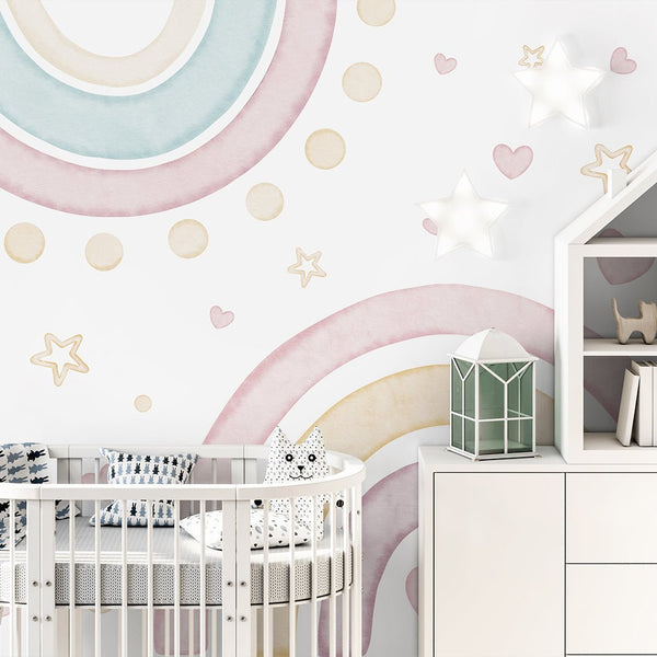 Magical Rainbows Wall Mural AM130 - CostaCover-Peel and stick Removable Wallpaper-accent wallpaper-adhesive wallpaper-baby bedroom