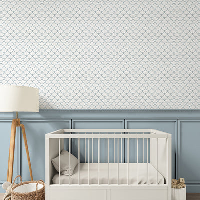 Blue Fish Scales Wallpaper S095