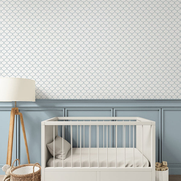 Blue Fish Scales Wallpaper S095 - CostaCover - Peel and stick Removable Wallpaper - Abstract - abstract wall art - abstract wallpaper