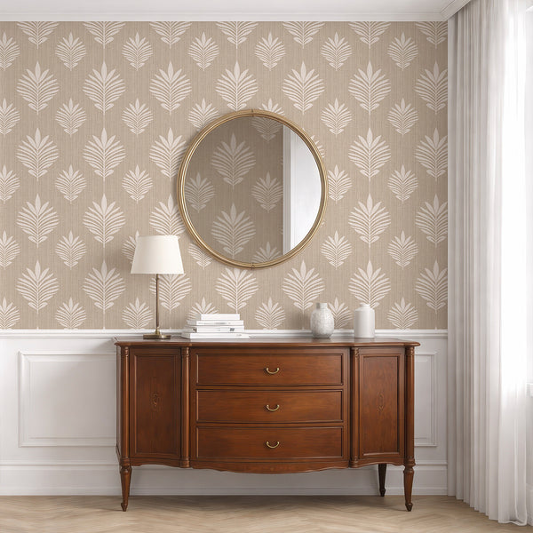 Beige Leaf Wallpaper L028