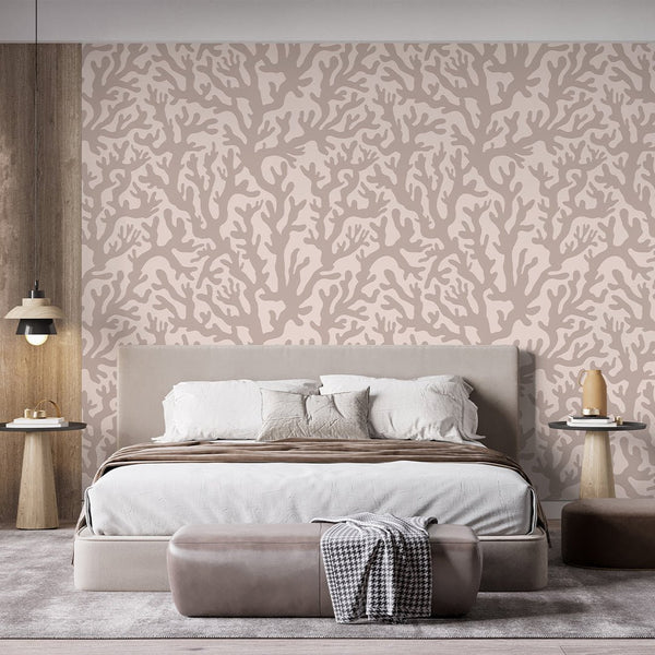 Beige Sea Corals Wallpaper S103 - CostaCover - Peel and stick Removable Wallpaper - Abstract - abstract floral - abstract lines