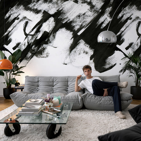 Black and White Abstract Wall Mural AM207