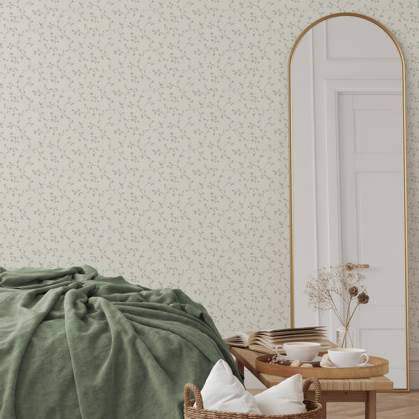Green Floral Vine Wallpaper L111