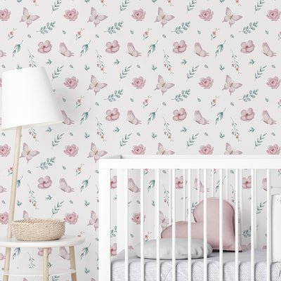 Tiny Floral Butterfly Wallpaper A051