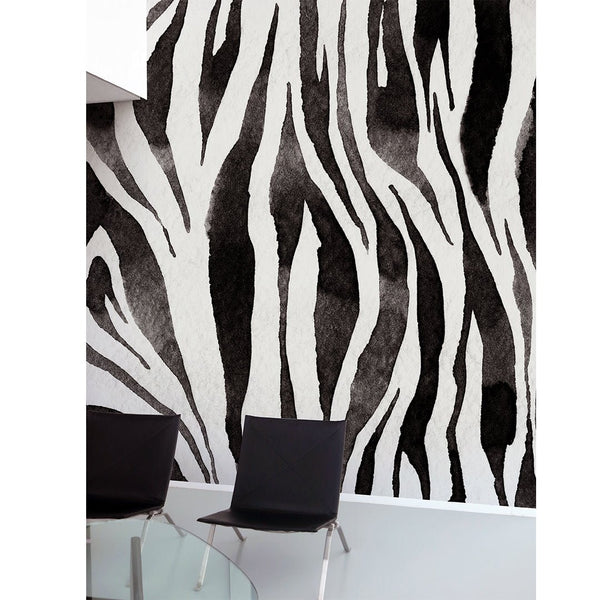 Black & White Zebra Texture Wall Mural AM121 - CostaCover - Peel and stick Removable Wallpaper - Abstract - abstract mural - abstract paint