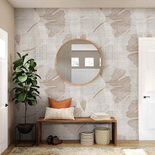 Beige Flowers Wall Mural WM082 - CostaCover - Peel and stick Removable Wallpaper - abstract floral - abstract wallpaper - accent wallpaper