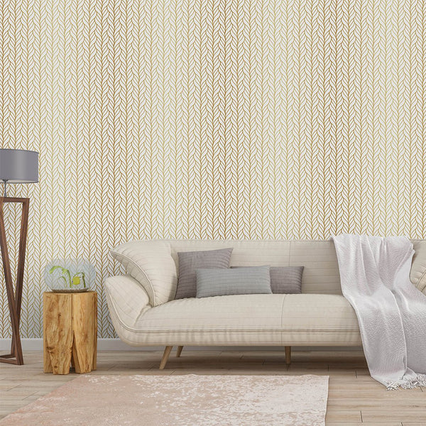 Golden Retro Braids Wallpaper CC217 - CostaCover - Peel and stick Removable Wallpaper - 70's style - Abstract - abstract wallpaper