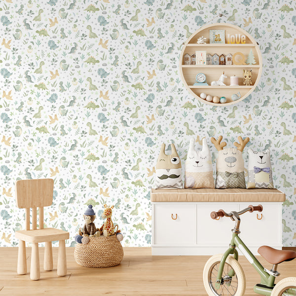 Dinosaur Floral Nursery Wallpaper L141