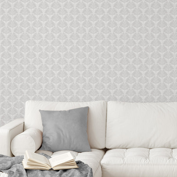 Light Gray Coastal Leaves Wallpaper L068