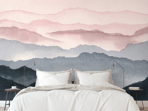 Watercolor Mountains Wall Mural WM037 - CostaCover - Peel and stick Removable Wallpaper - Abstract - abstract lines - abstract wall art