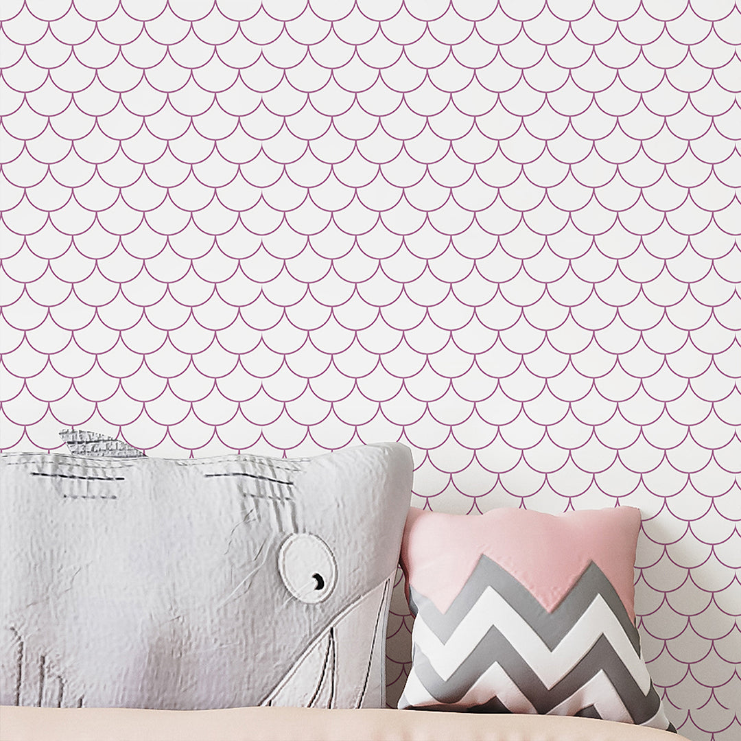 Lilac Pink Fish Scales Wallpaper S096