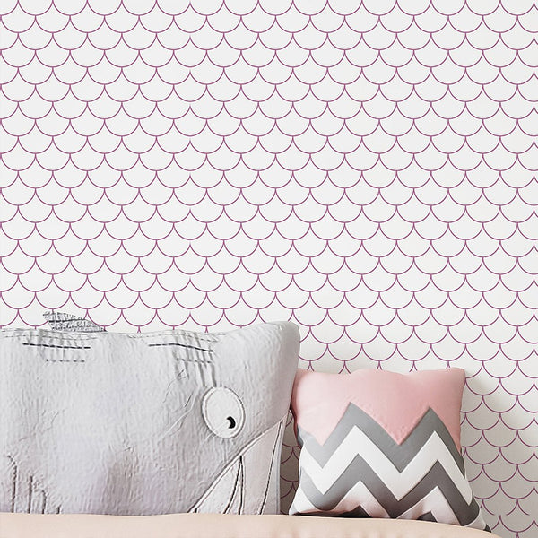 Lilac Pink Fish Scales Wallpaper S096 - CostaCover - Peel and stick Removable Wallpaper - Abstract - abstract mural - abstract paint