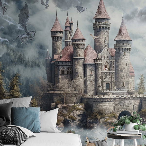 Fantasy Magic Castle Wall Mural WM090 - CostaCover - Peel and stick Removable Wallpaper - abstract forest - abstract wall art - abstract wallpaper