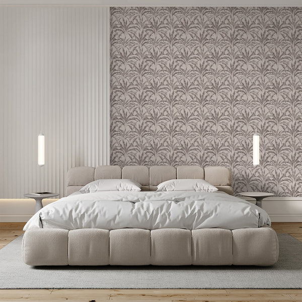 Neutral Gray Banana Leaf Wallpaper A139