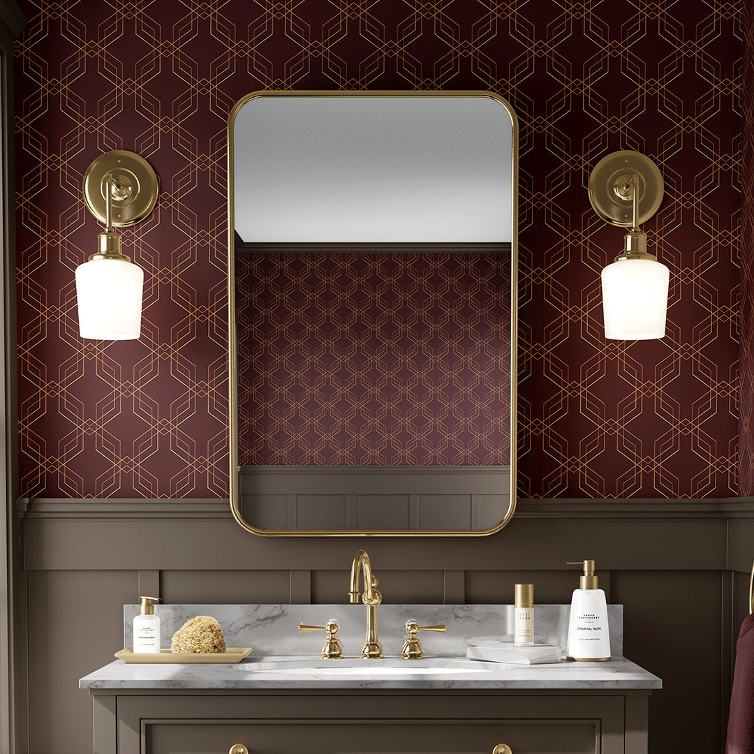 Burgundy Gold Art Deco Wallpaper CC326