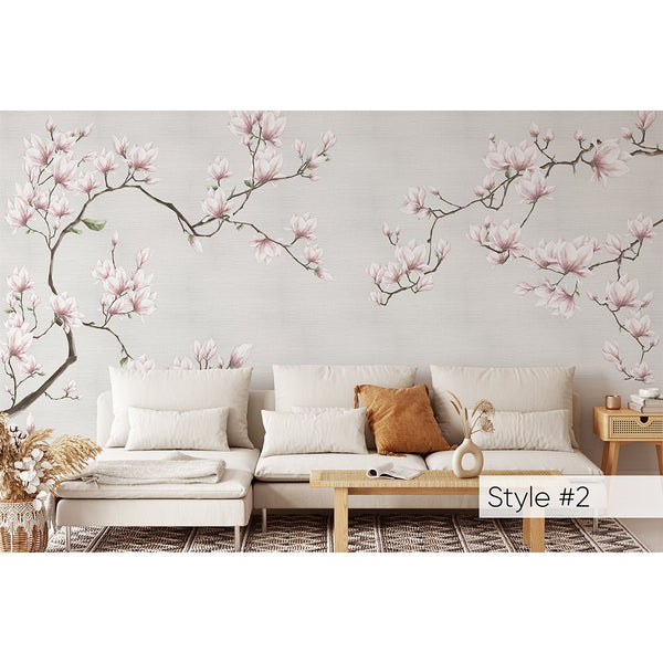 Blossom Sakura Grasscloth Wall Mural CG010 - CostaCover - Traditional Wallpaper - abstract wallpaper - bedroom wallpaper - beige wallpaper