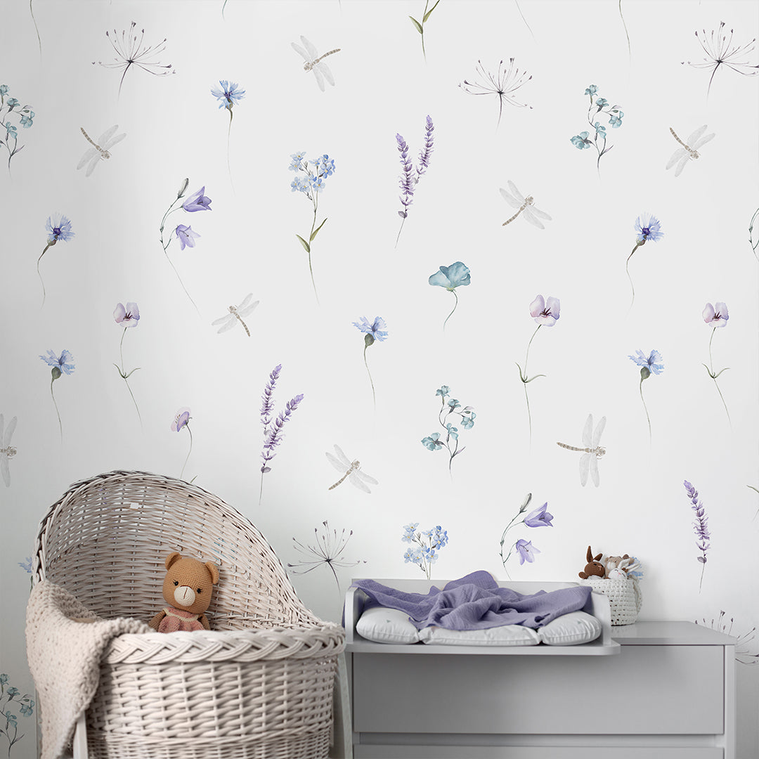 Blue Purple Wildflowers Wallpaper S081