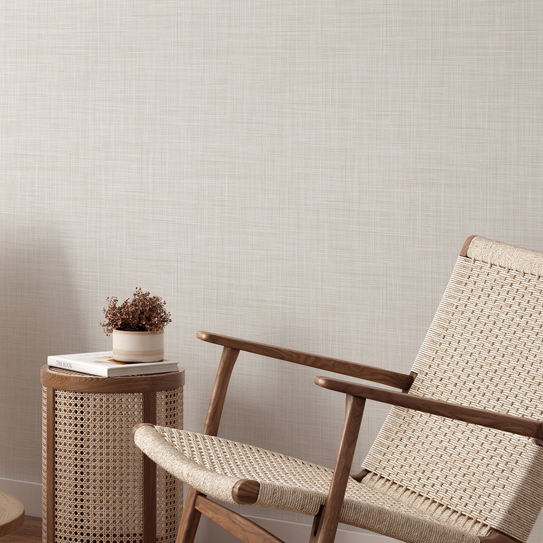 Neutral Beige Linen Wallpaper CC344