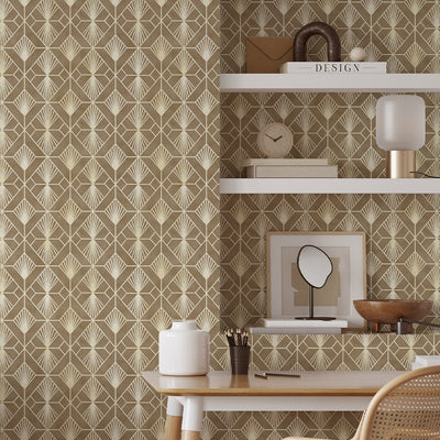 Pale Brown Art Deco Wallpaper CC334