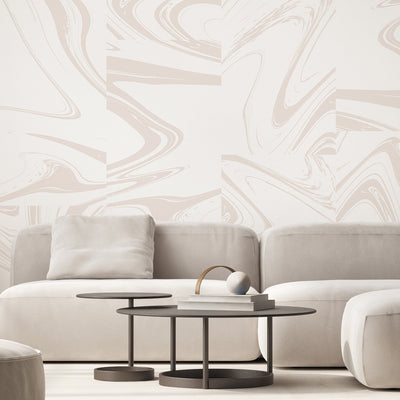 White Beige Abstract Paint Wall Mural AM025