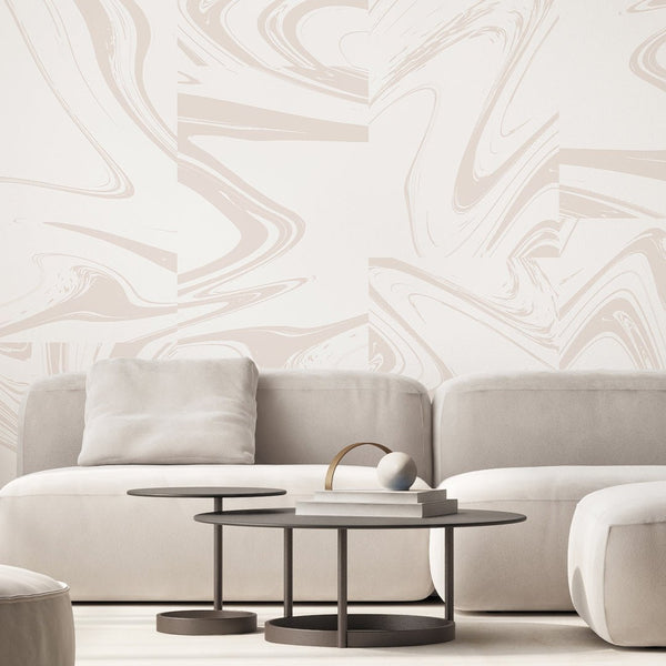 White Beige Abstract Paint Wall Mural AM025 - CostaCover - Peel and stick Removable Wallpaper - about walls - Abstract - Abstract Labyrinth Lines