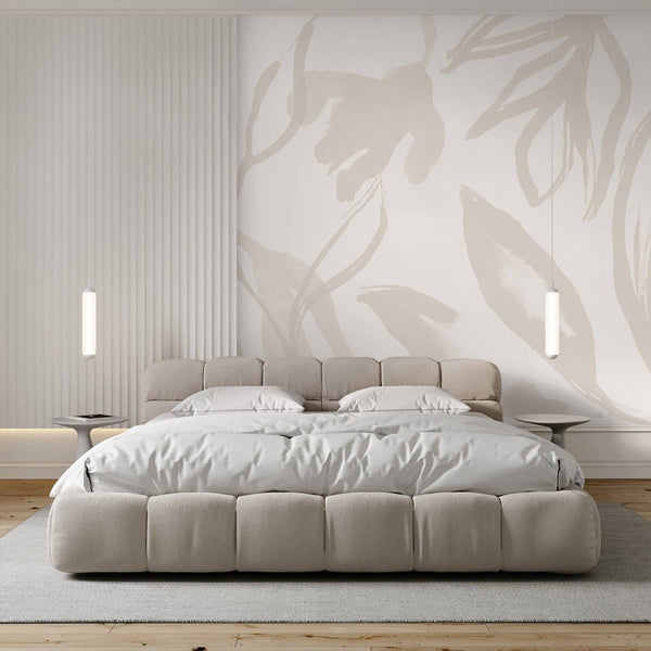Neutral Beige Floral Wall Mural AM038 - CostaCover - Peel and stick Removable Wallpaper - about walls - Abstract - abstract floral