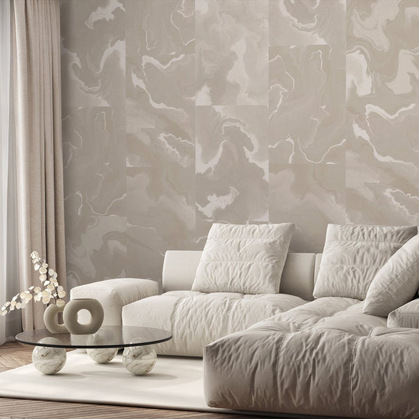 Beige Marble Squares Wall Mural AM031 - CostaCover - Peel and stick Removable Wallpaper - about walls - Abstract - Abstract Labyrinth Lines