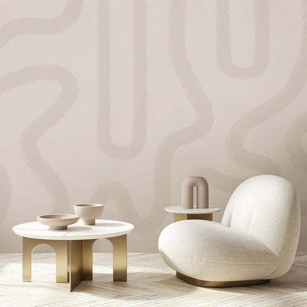 Beige Lines Wall Mural AM041 - CostaCover - Peel and stick Removable Wallpaper - about walls - Abstract - abstract lines