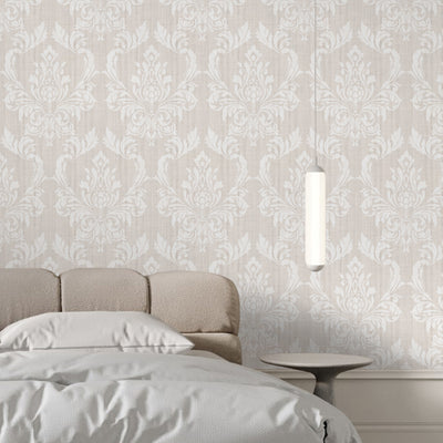 Light Beige Classic Damask Wallpaper A025