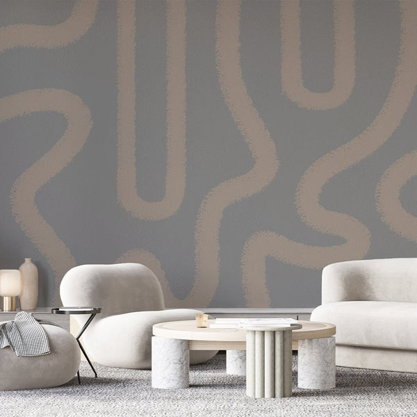 Gray & Brown Lines Wall Mural AM042 - CostaCover - Peel and stick Removable Wallpaper - about walls - Abstract - abstract lines