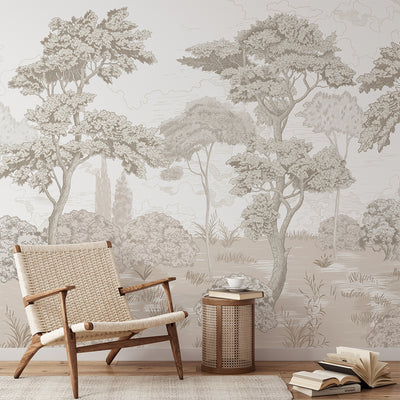 Beige Vintage Forest Wall Mural CCM195