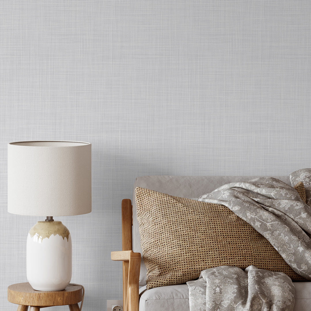 Neutral Grey Linen Wallpaper CC341