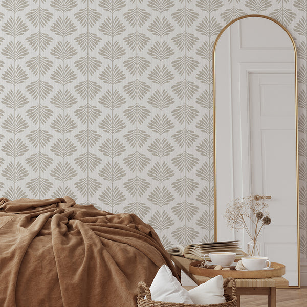 Neutral Palm Leaf Wallpaper L011