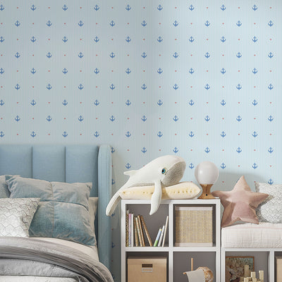 Light Blue Anchor Wallpaper A073