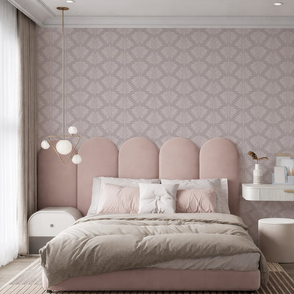 Mauve Gray Palm Leaf Wallpaper L017