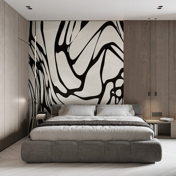 Beige & Black Water Ripples Wall Mural AM012 - CostaCover - Peel and stick Removable Wallpaper - about walls - Abstract - abstract arches