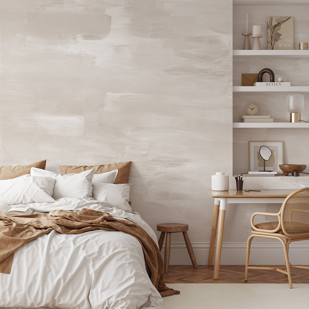 Beige Brush Strokes Wall Mural CCM190