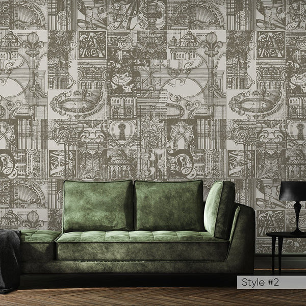 Architecture Sketches Wallpaper CC314 - CostaCover - Peel and stick Removable Wallpaper - Abstract - Abstract Labyrinth Lines - abstract lines