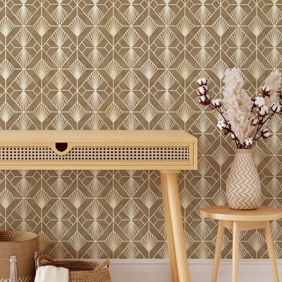 Pale Brown Art Deco Wallpaper CC334