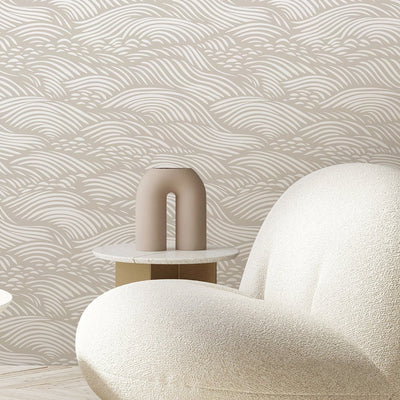 Beige Waves Wallpaper A096