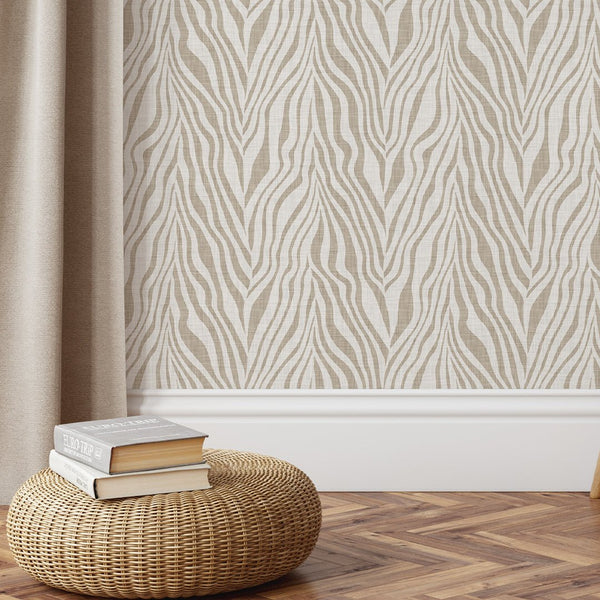 Abstract Beige Zebra Grasscloth Wallpaper CG018 - CostaCover - Traditional Wallpaper - Abstract - Abstract Labyrinth Lines - abstract lines