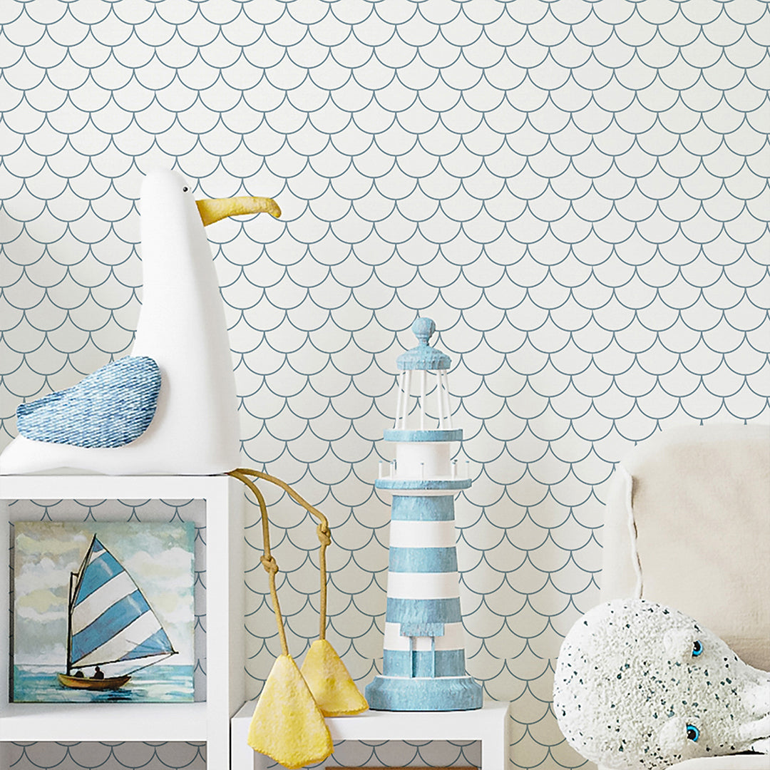 Blue Fish Scales Wallpaper S095
