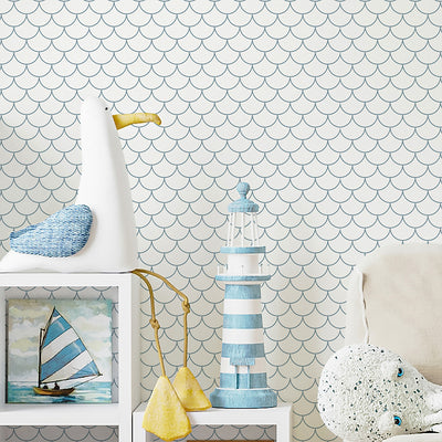 Blue Fish Scales Wallpaper S095