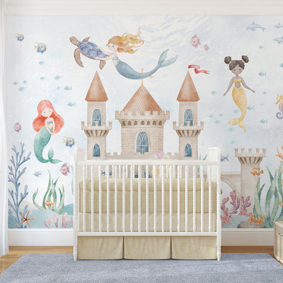 Mermaids and Castle Wall Mural SM065